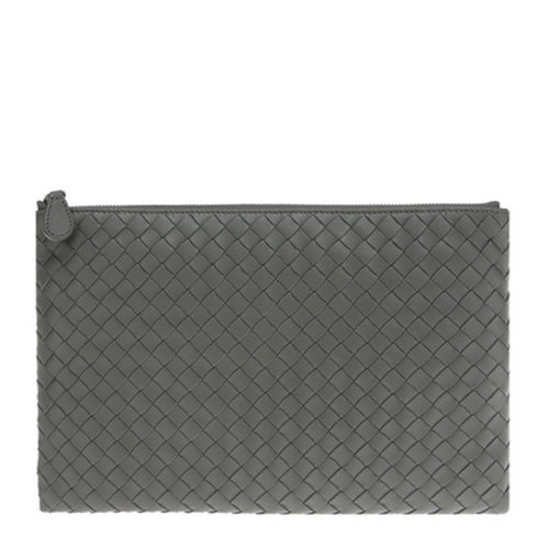 Bottega Veneta/葆蝶家 男士純色羊皮編織商務(wù)休閑大號(hào)手拿包