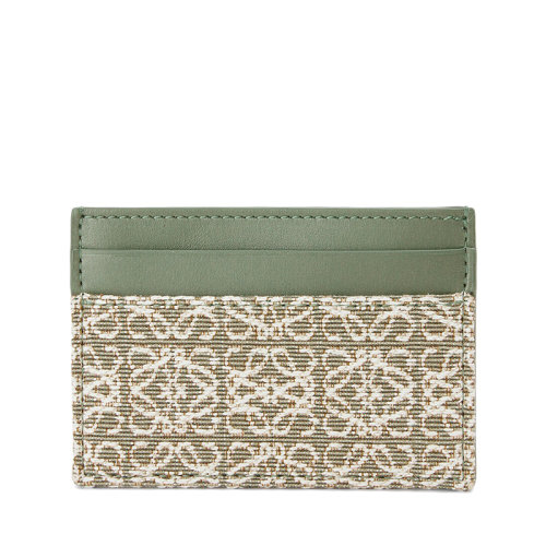 LOEWE/羅意威 21新款 綠色鱷梨綠色徽標(biāo)提花織物小牛皮卡包卡片夾0010624096