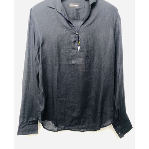 Emporio Armani/安普里奧阿瑪尼/藍(lán)色男士長(zhǎng)袖襯衫（瑕疵折扣）