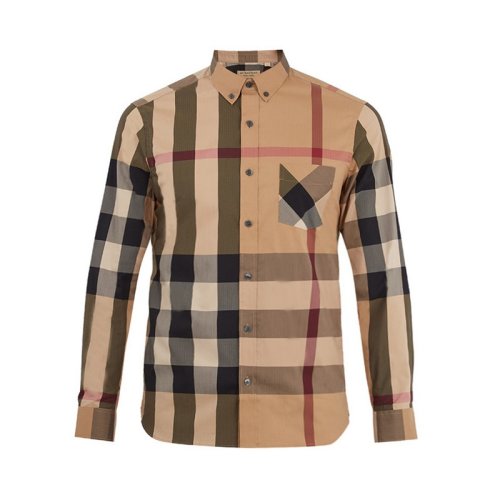  BURBERRY/博柏利 男士駝色棉質(zhì)長(zhǎng)袖襯衫 4045831 PLFSX