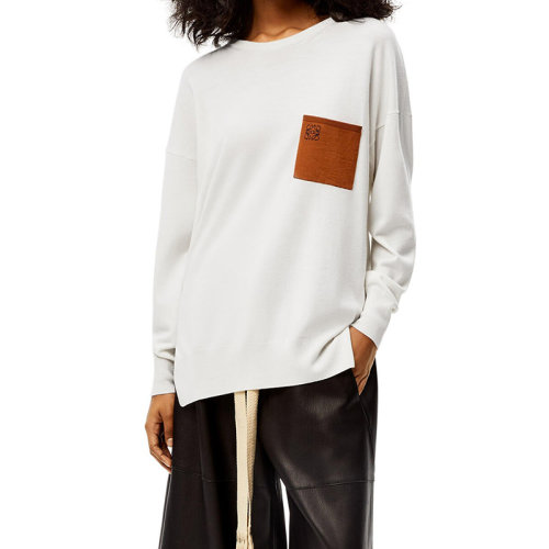 LOEWE/羅意威      Anagram系列 女士米白色羊毛口袋毛衣S359Y14K19-2621