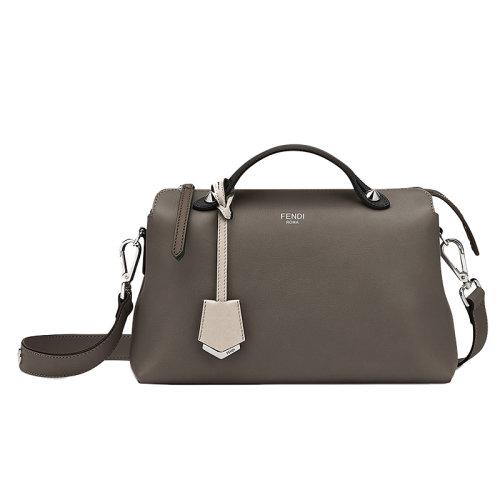 FENDI/芬迪  BY THE WAY系列 深灰色小牛皮金屬配飾中號波士頓包手提包8BL1465QJF03BL
