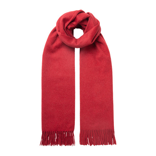 MaxMara/麥絲瑪拉 女士深紅色駱駝絨經(jīng)典字母徽標(biāo)刺繡下擺流蘇裝飾披肩圍脖圍巾 1546028306007