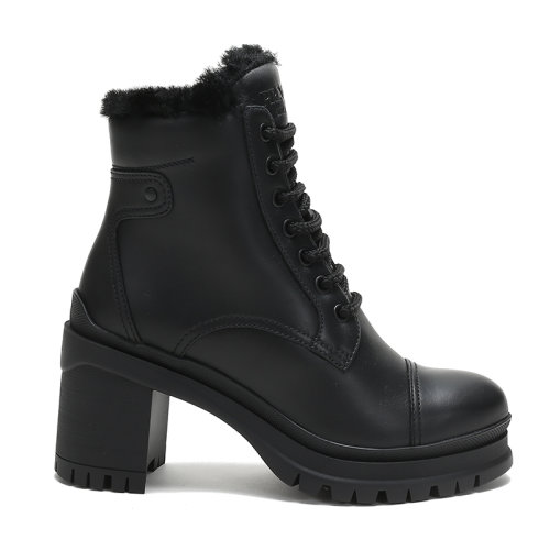 PRADA/普拉達(dá) 女士牛皮加毛保暖高跟短靴 1T584L 3KK9 F ZF55