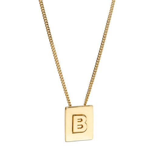 CELINE/賽琳 經(jīng)典ALPHABET系列 金色飾面黃銅字母B墜飾項(xiàng)鏈46N0B6BRA.35OR