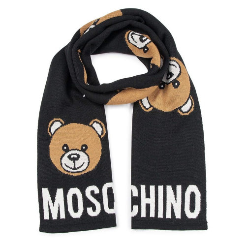 MOSCHINO/莫斯奇諾 男女同款 黑色羊毛大只大熊圍巾/披肩圍巾 30571M2164016 HJH0012BC