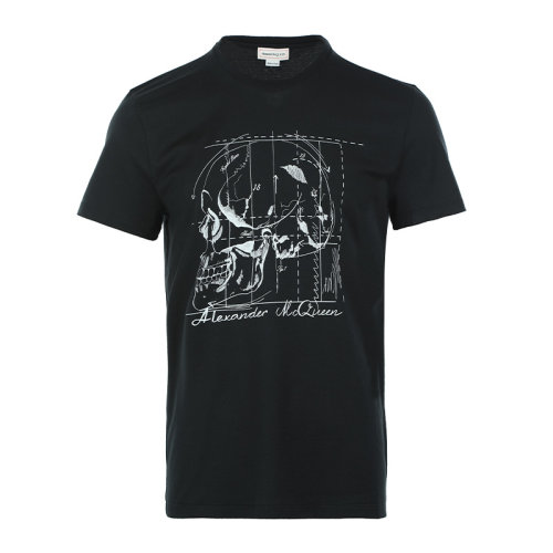 Alexander McQueen/亞歷山大麥昆22春夏骷髏圖案男士短袖T恤682528QSZ60