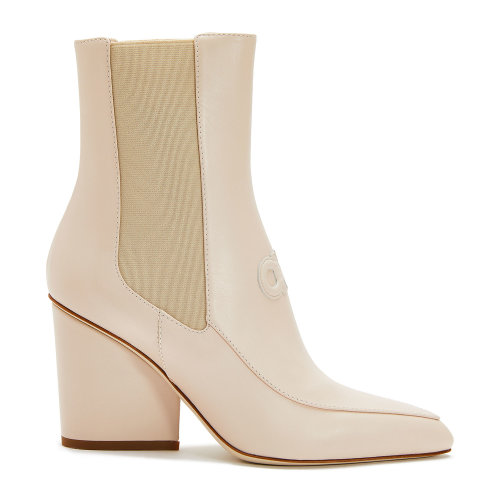 Salvatore Ferragamo/菲拉格慕 骨白色 女士GANCINI細(xì)節(jié)飾高跟短靴 732737-01R430