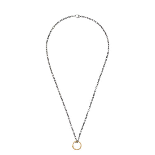 GUCCI/古馳  18K金黃金蛇形圖案戒指吊墜純銀鏈條項鏈461997082028170