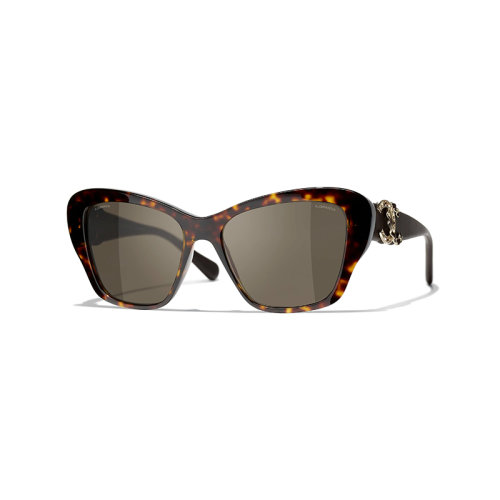 Chanel/香奈兒 22年春夏新款 女士棕色鏡片深玳瑁色醋酯纖維鏡框蝴蝶形太陽眼鏡墨鏡A71439X08101S7143