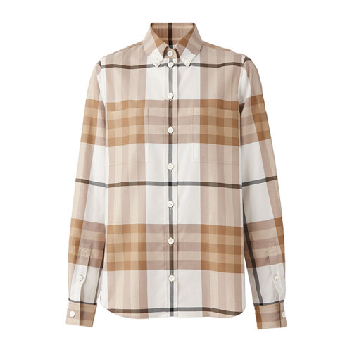 BURBERRY/博柏利 格紋棉質(zhì)斜紋襯衫 女士長(zhǎng)袖襯衫80568561