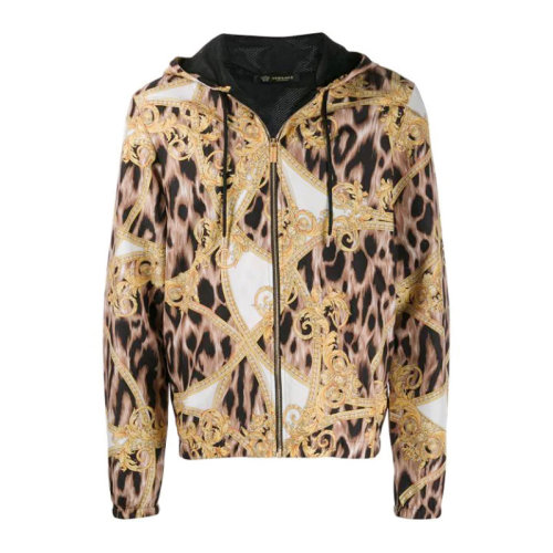 VERSACE/范思哲 男士拼色滌綸彈性袖口拉鏈開合連帽上衣外套夾克 ABU05018-AP00251-A771