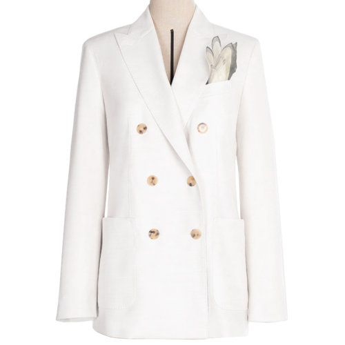 MaxMara/麥絲瑪拉 22年早春新款 BONN系列 女士白色羊毛真絲混紡西裝外套1041182106006