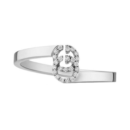 GUCCI/古馳 GG Running 經(jīng)典雙G鑲有鉆石細(xì)節(jié)18K金白金戒指 457127J85689066