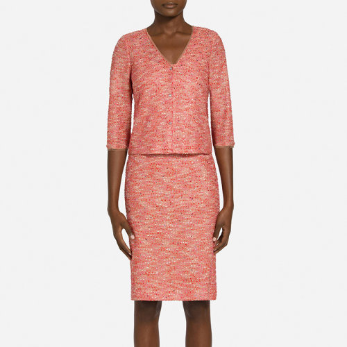 St.John/盛薔粉色鑲鉆長(zhǎng)袖針織外套女士夾克K62Z043