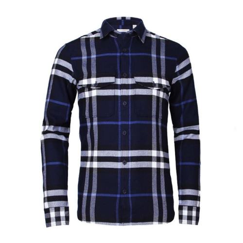  BURBERRY/博柏利 新款男裝經(jīng)典格子法蘭絨棉質(zhì)長(zhǎng)袖襯衫藍(lán)灰色 39421621 PLFSX