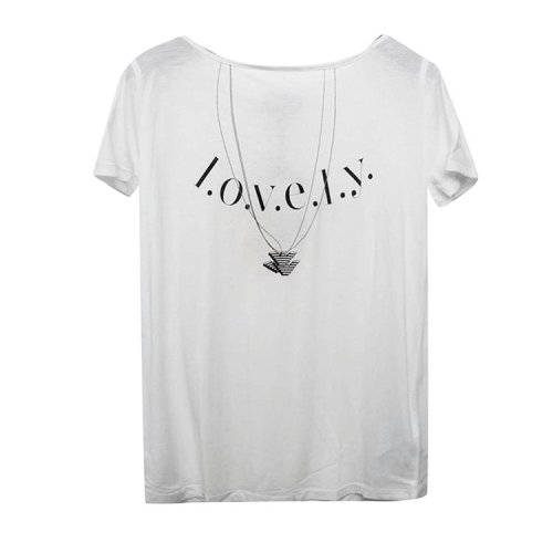 EmporioArmani/安普里奧阿瑪尼/白色女士短袖T恤(瑕疵折扣）