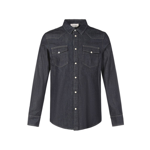 Alexander McQueen/亞歷山大麥昆【22春夏新款】男士棉質(zhì)長(zhǎng)袖牛仔襯衫 644906 QSY45