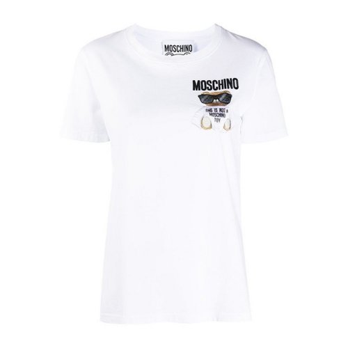 MOSCHINO/莫斯奇諾 時尚百搭 女士 白色棉質圓領短袖T恤 V070555401001