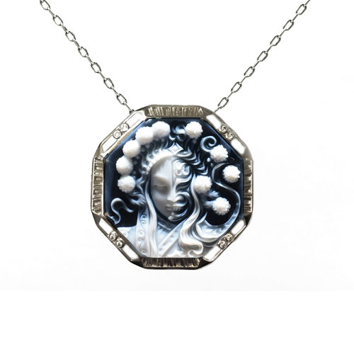 吊墜【面具之上】 shiyu/十玉藝術珠寶 狄青 武曲星 一體雙色縞瑪瑙 北斗七星 開運 個性 十玉