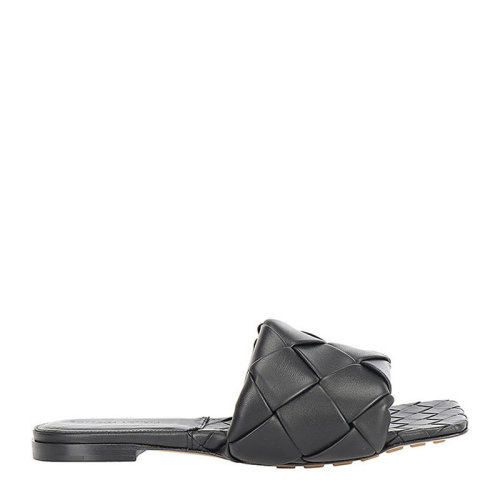 Bottega Veneta/葆蝶家  女士黑色皮革經(jīng)典時尚編織涼拖 608853VBSS01000