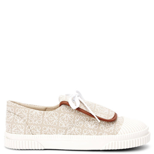 LOEWE/羅意威      Anagram系列 女士自然色/白色帆布翻蓋運動鞋L815282X53-2163