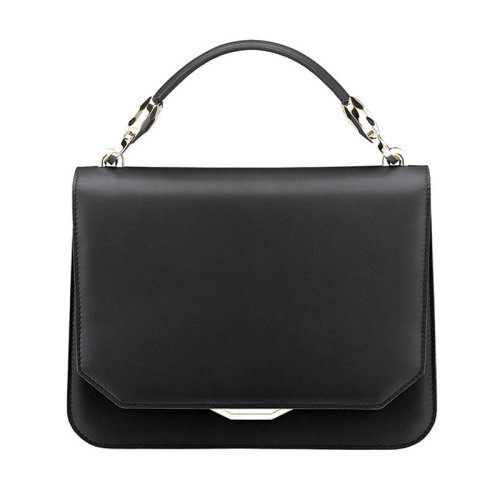 BVLGARI/寶格麗  女包 品牌字母 女士時尚黑色皮質(zhì)翻蓋可拆卸肩帶手提單肩包 285765