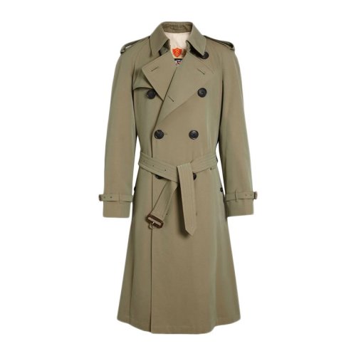 Burberry/博柏利 女士綠色棉質雙排扣外套風衣大衣
