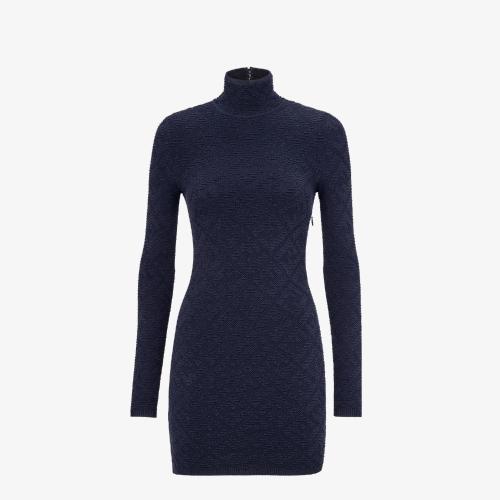  FENDI芬迪 22年春夏 女士 連衣裙 藍(lán)色人造絲連衣裙 FZD926AGIRF1FLH