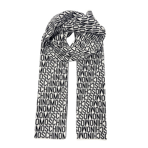 MOSCHINO/莫斯奇諾 男女同款 黑白色羊毛圍巾/披肩圍巾 50032M5138001 HJH0012BC