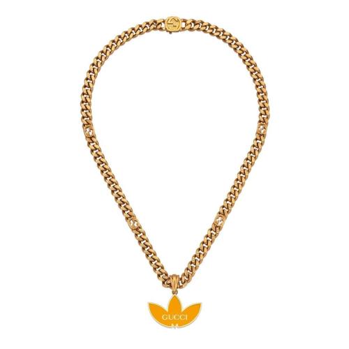  GUCCI古馳 22年秋冬 女士 adidas x Gucci聯(lián)名系列飾Trefoil吊墜馬銜索鏈項鏈 702895 J1631 80