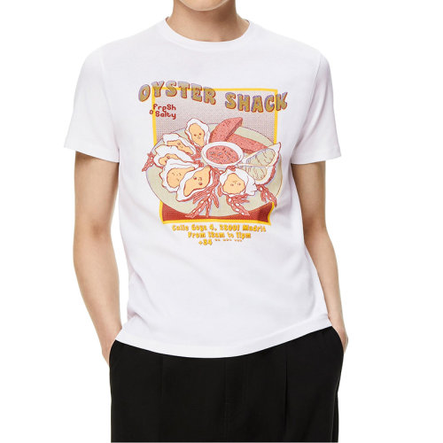 LOEWE/羅意威 22年秋冬新款 男士白色純棉牡蠣印花T恤H526Y22X46-2100