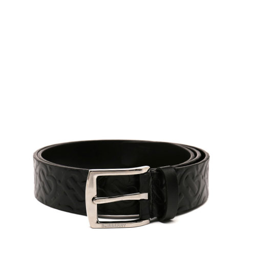 BURBERRY/博柏利 腰帶21春夏新款Monogram男士黑色標(biāo)識圖案金屬TB標(biāo)針扣壓紋皮帶 8015603