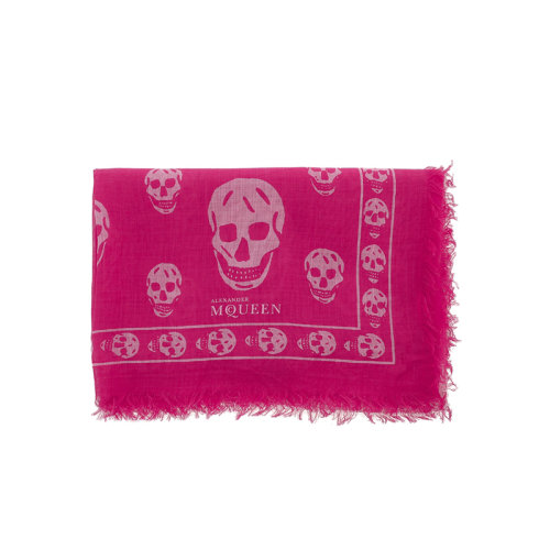 Alexander McQueen/亞歷山大麥昆  秋冬粉紅色經(jīng)典骷髏頭百搭絲巾