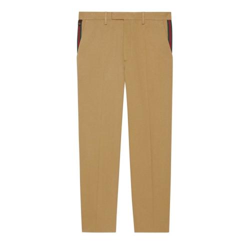  GUCCI古馳 22年秋冬 男士 織帶棉質(zhì)九分褲 668588 Z8AQY 9727 預(yù)定商品2-6周發(fā)貨