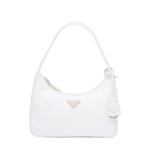 PRADA/普拉達 經(jīng)典款Re-Edition 2000 系列 女士迷你白色尼龍飾可拆卸徽標吊飾手提腋下hobo包1NE515_RDH0_F0009
