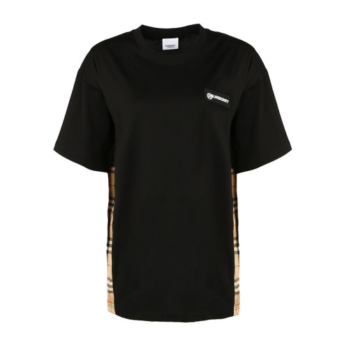 BURBERRY/博柏利女裝巴寶莉T恤側邊拼接格紋女士短袖T恤8024545格紋裁片