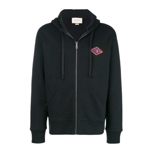 GUCCI 古馳  男裝 服飾  黑色棉質(zhì)連帽運(yùn)動(dòng)衫時(shí)尚簡(jiǎn)約百搭男士衛(wèi)衣