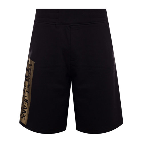 VERSACE JEANS/范思哲牛仔 男士黑色棉質(zhì)經(jīng)典字母徽標(biāo)印花裝飾運(yùn)動(dòng)短褲男褲 A4GVA1TC-30318-K42