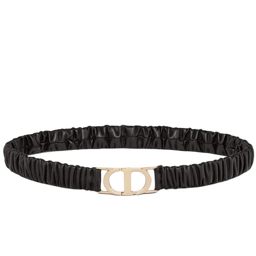 DIOR/迪奧新款 30 MONTAIGNE系列 女士黑色褶皺羊皮革彈力腰帶20毫米B0086ONGW_M900