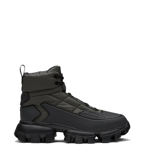 PRADA/普拉達(dá) 22年新款 Cloudbust Thunder系列 男士森林綠色/黑色再生尼龍華達(dá)呢織物面料高幫運(yùn)動(dòng)鞋2TG9_3LGO_F0B80_F_G000