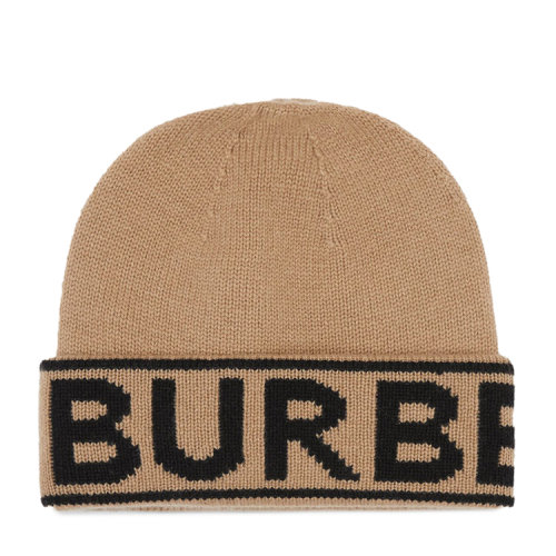 BURBERRY/博柏利 徽標(biāo)嵌花羊絨毛線帽80239831
