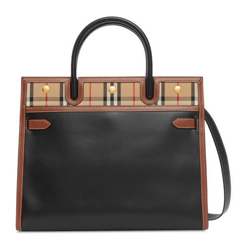 BURBERRY/博柏利 女士拼色小牛皮迷你雙手柄手提包女包 8025266