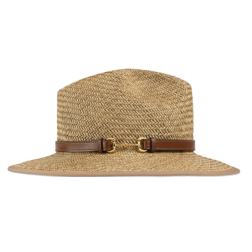 GUCCI/古馳 男士米色草編織物草帽  6565163HAEI9264