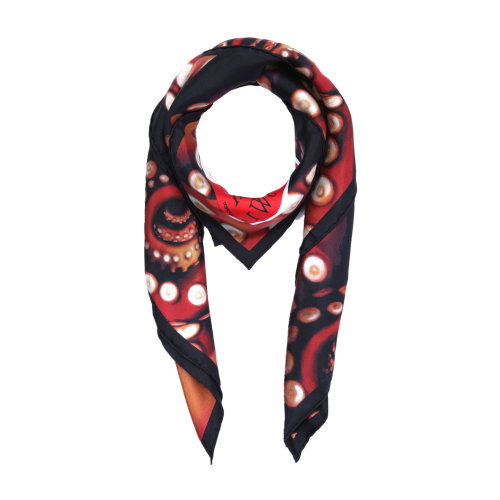 桑蠶絲橘色印花女士絲巾 BURBERRY/博柏利 巴寶莉 圍巾瑕疵特賣（陳列痕跡，不影響使用）