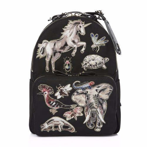 Valentino/華倫天奴 女士 黑色動(dòng)物圖案背包雙肩包 KW2B0858CF1 0NO HJH0015X