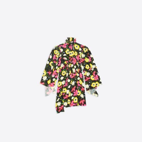  BALENCIAGA巴黎世家 22年春夏 女士 連衣裙 Womens Blurry Bouquet Hand Stitched Dress in Bl