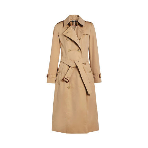 BURBERRY/博柏利 女士米色棉質(zhì)長(zhǎng)款風(fēng)衣大衣 8045779