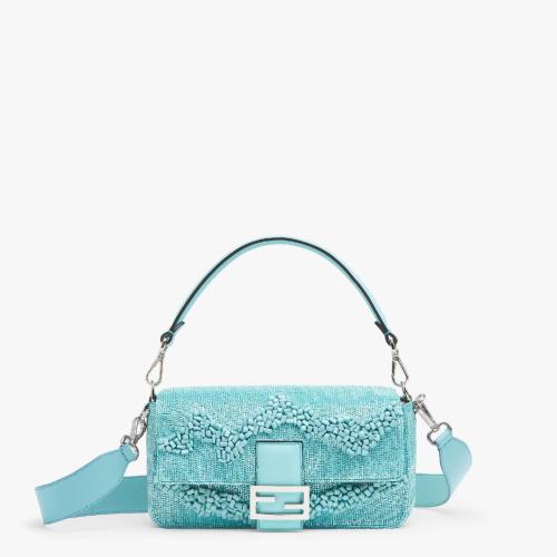  FENDI芬迪 22年秋冬 女士 單肩包 綠松石色寶石和串珠Re-Edition限定手袋 8BR600AMM3F1JSQ