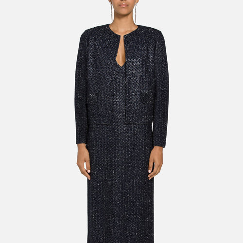 St.John/盛薔珠飾金屬紋理女士夾克